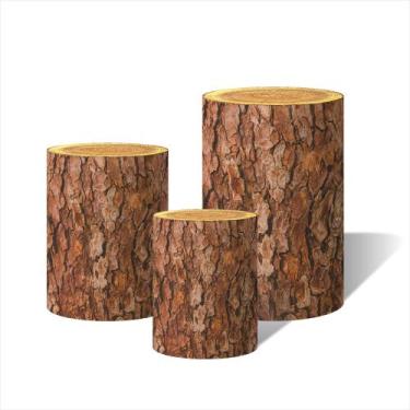 Imagem de Trio de Capas Cilindricas Versátil Tronco de Árvore Avermelhado  C/ El