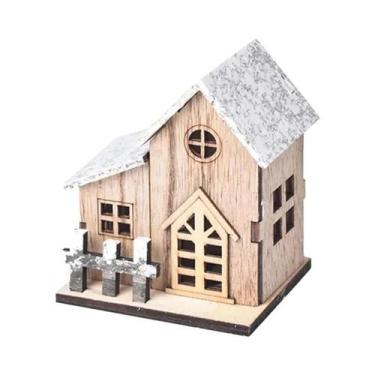 Imagem de Casa De Madeira Luminous Natal Decorações, LED Light, Kids Gift, B