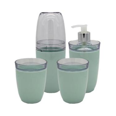 Imagem de kit higiênico para lavabo 4 peças, porta escovas, sabonete líquido cot