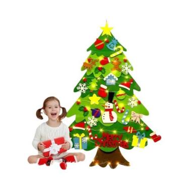 Imagem de Árvore De Natal De Feltro DIY Para Crianças Com Luzes, Decoração De Na