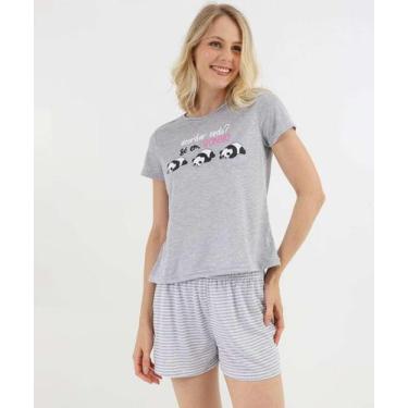 Imagem de Pijama Feminino Estampa Pandas Marisa Cinza-72012, Cinza, G