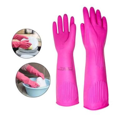 Imagem de Luva De Látex Ranhurada Antiderrapante Rosa Borracha Grossa - Volk do 