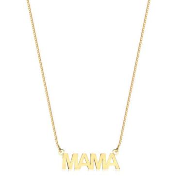 Imagem de Gargantilha Radhau Escrita Mama Folheada A Ouro 18k - Radhau Joias, Ún