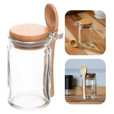 Imagem de Pote Porta Temperos Condimentos de Vidro Hermético com Tampa e Colher 