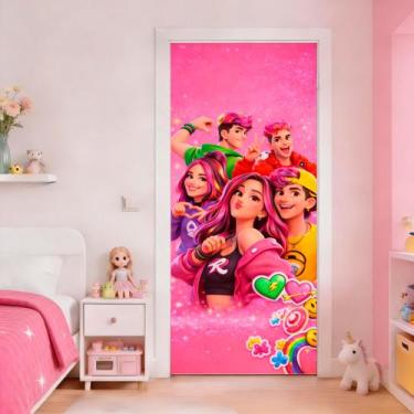 Imagem de Capa Para Porta Decoração Influenciadora Infantil Os Rosas Painel Em T