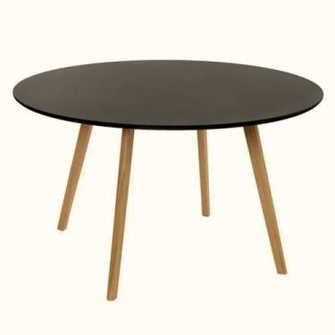 Imagem de Mesa Jantar Leda Wood 100cm Madeira Mdf Tx Redonda Base Metal - Móveis