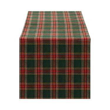 Imagem de Caminho De Mesa De Natal Em Xadrez Verde E Vermelho, Durável, Decoraçã