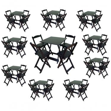 Imagem de Kit 10 Conjuntos Dobráveis 70x70 Preto 10 Mesas E 40 Cadeiras Bar Restaurante