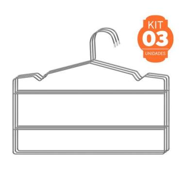 Imagem de Cabide Triplo Calceiro Cromado Kit C/ 3 Pçs - Valen Decor