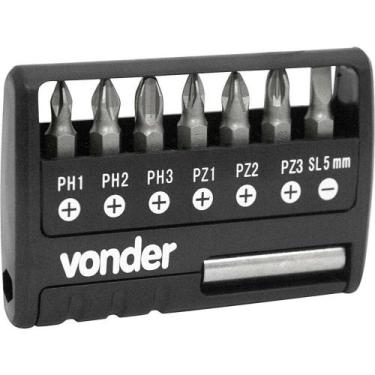 Imagem de Jogo de Bits/ponteiras, com 9 Peças, Encaixe Sextavado 1/4", Vonder Os