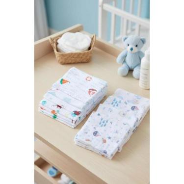 Imagem de Kit 10 Panos Fraldinha Luxo 35x35cm - Puro Algodão - Congratulations S