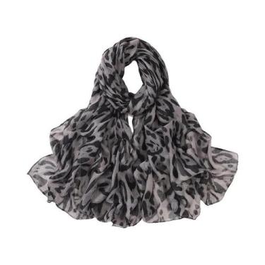 Imagem de Cachecol De Pashmina Com Estampa De Leopardo Para Mulheres, Hijab Maci