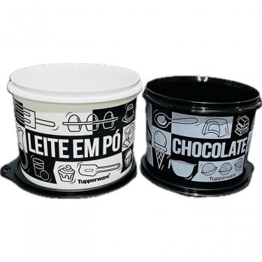 Imagem de Kit de Potes para Alimentos Kit 2 Peças Leite em Pó e Chocolate Pop Box em Plástico com...