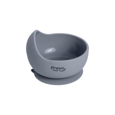 Imagem de Freso Baby Tigela Alimentação Infantil Blw Silicone Livre Bpa Ventosa Antibacteriano Cinza