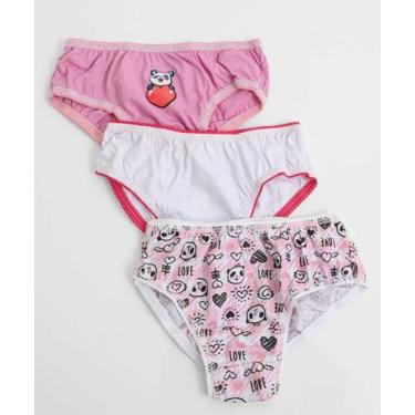 Imagem de Kit 3 Calcinhas Infantil Marisa Tam 2 a 10 Rosa-67091, 8, Rosa