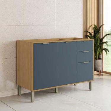 Imagem de Balcão de Cozinha para Pia 120 Cm Colors 3 Portas 2 Gavetas 100% Mdf F