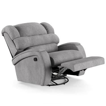 Imagem de Poltrona Do Papai Reclinável Kalie Glider Giratória Massagem Fh9 Linho Cinza - Mpozenato