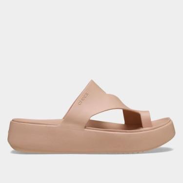 Imagem de Sandália Crocs Getaway Platform Toe Loop Feminina, Marrom, 35