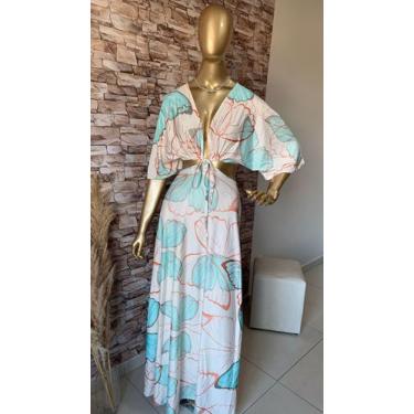 Imagem de Vestido Longo Estampado com Manga 3/4 - Loja Avinni, Estampado, único