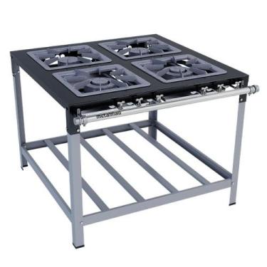 Imagem de Fogao Industrial 4 Bocas M-14 M/m Super Luxo 40X40 Perfil 9 Cm - Metal