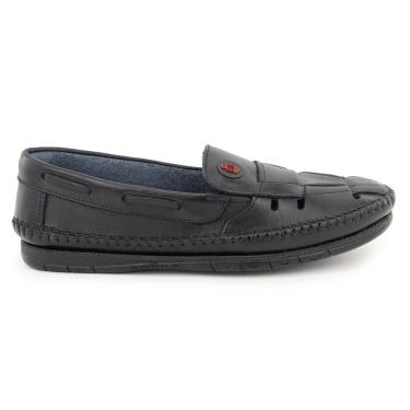 Imagem de Mocassim Masculino Couro Preto Casual Confortável Qualidade