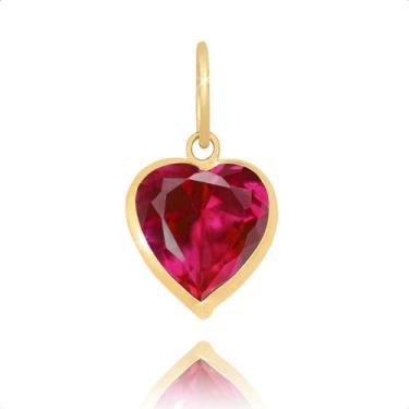 Imagem de Pingente Coração 6mm Ouro 18k 750 - Sofistgold Joias, Vermelho rubi