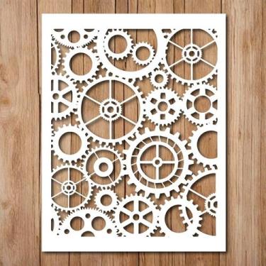 Imagem de Molde Vazado de Engrenagens Relógio Industrial Steampunk 22 x 28 cm - 