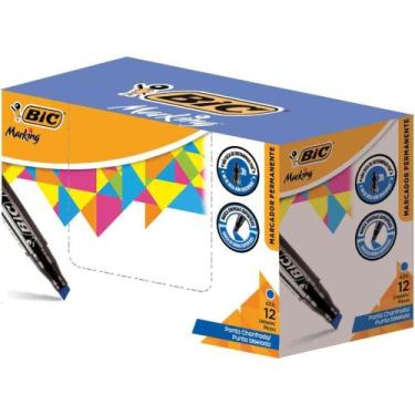 Imagem de Pincel Marcador Permanente Marking Recarregavel Azul CX.C/12 - BIC