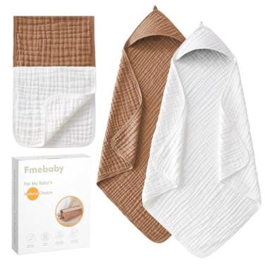 Imagem de Toalhas com capuz para bebês Fmebaby 91x91 cm, algodão musselina, paco