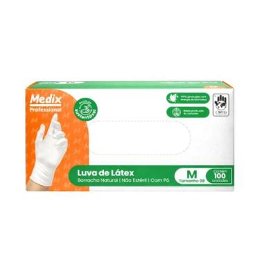 Imagem de Luvas Látex Descartáveis Com Pó Médix 100 Unidades - M - Medix