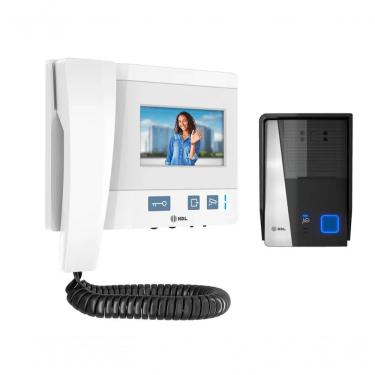 Imagem de Vídeo Porteiro Glass 4.3 com Monitor 1 Botão Instalação 2 Condutores Branco 90-240V AC-DC HDL