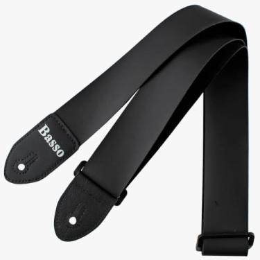 Imagem de Basso Straps Correia Alça NY 01 para Guitarra, Violão e Baixo, Strap em Sintético Preto, Ajustável 85 a 150 cm, 5 cm de Largura, Confortável e Resistente com Ponteiras Reforçadas