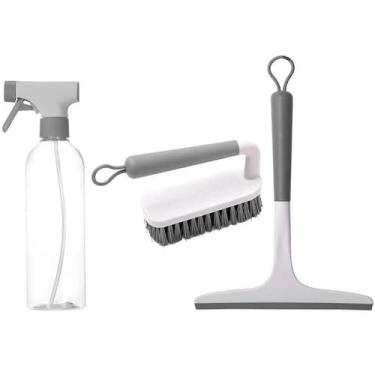 Imagem de Kit Limpeza Doméstica 3 Peças Borrifador 500ml Rodo Escovão Bege Flow 