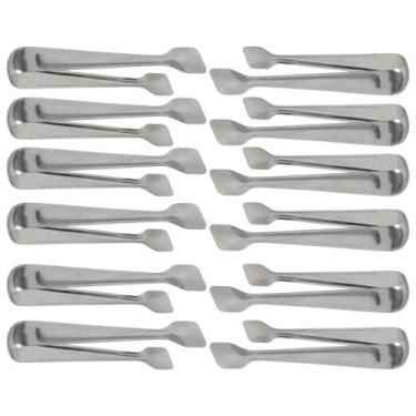 Imagem de Kit 12 Pegadores Pinça Azeitonas Servir Carne Gelo Aço Inox 18cm Multi