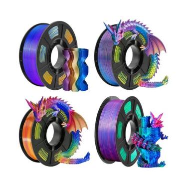 Imagem de Filamento De Impressão 3D Tricolor Silk PLA 1.75mm 250g Alta Precisão 