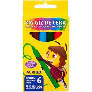 Imagem de Giz de Cera BIG Gizão 6 Cores - Pacote com 12 - Acrilex