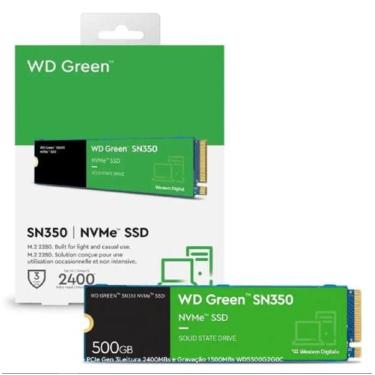 Imagem de SSD NVMe WD Green SN350 500GB M.2 PCIe Gen3 - Velocidade 2400MB/s Leit