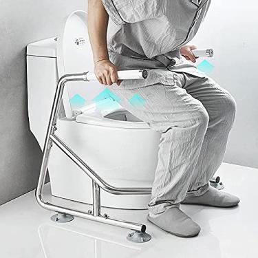 Imagem de LAHappy Trilho de vaso sanitário, estrutura de segurança para vaso sanitário com alças e trilhos de barra de apoio para idosos, corrimãos de estabilidade em cômodos independentes, branco