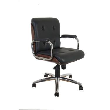 Imagem de Cadeira de Escritório Diretor Wood I Giratória Preta e Tabaco