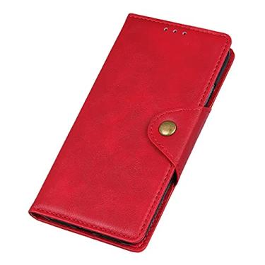Imagem de Capa flip para Google Pixel 6/6 Pro, capa carteira de couro magnético flip de com suporte para cartão suporte à prova de choque, vermelha, 6 polegadas