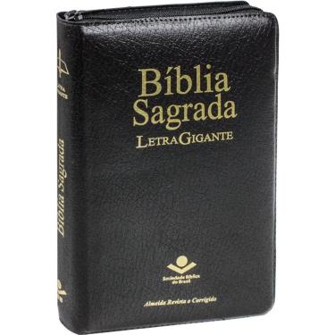 Imagem de Bíblia Sagrada Letra Gigante Índice Capa couro sintético com zíper preta