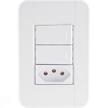 Imagem de Conjunto 4x2 com 2 Interruptores Simples 10 A 250 V e 1 Tomada 2P+T 20 A 250 V Tramontina Tablet Branco Tramontina