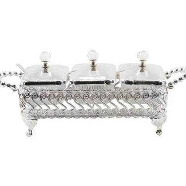 Imagem de Pote De Especiarias Luxo Pés E Alças Em Metal 25 X 10