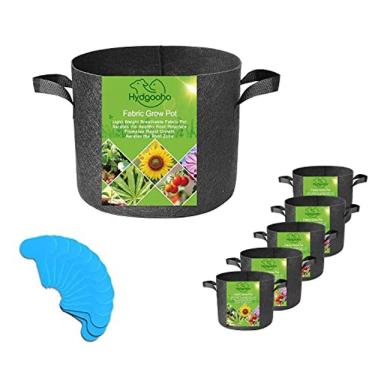 Imagem de HYDGOOHO 5 Galões Sacos de cultivo 5-Pack para batata /morango/plantas/legumes Recipiente vegetal preto /Aeração Vasos de tecido com alças