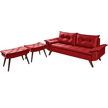 Imagem de Conjunto Bariloche 3 Lugares Com Duas Banquetas Rubi (Vermelho)
