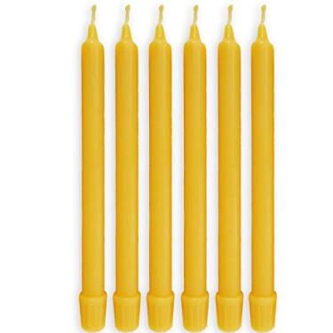 Imagem de BCandle Velas de cera de abelha 100% pura (conjunto de 6) feitas à mão orgânicas de 8 horas - 20 cm de altura, diâmetro de 0,9 cm; cônicos