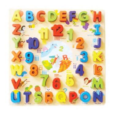 Imagem de Relógio Educativo Encaixe alfabeto e números MDF Colorido