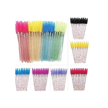 Imagem de 300 pincéis de maquiagem descartáveis brilhantes e brilhantes para rímel, cílios e sobrancelhas, pincéis de maquiagem (cores sortidas)