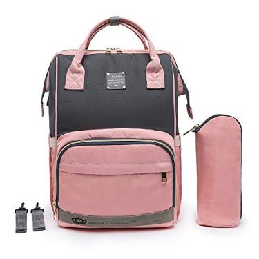 Imagem de Mochila Lequeen Maternidade Standard Reforçada Rosa C/Cinza