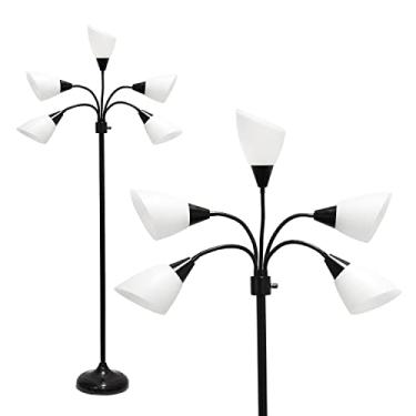 Imagem de Simple Designs 5 luminárias de chão preto com pescoço de ganso ajustável com persianas brancas